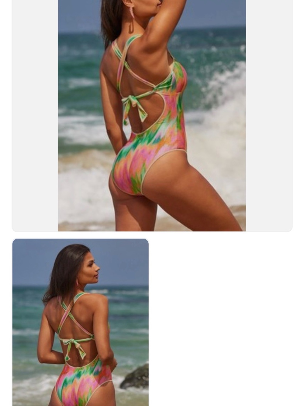 BECCA Pink & Green Tie-Dye One-Piece Swimsuit
